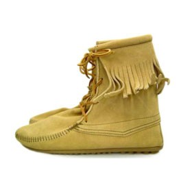 Hohe Fransenstiefelette "Tramper" natur/crème Gr. 35
