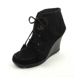 Wedges im Mokassin-Stil Fransen-Stiefelette  mit Absatz