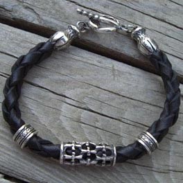 "Leder und Silber" Armband