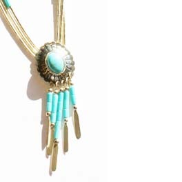 Liquidsilverkette "Concho +Dangles" -türkis