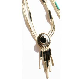 Liquidsilverkette "Concho +Dangles" -schwarz