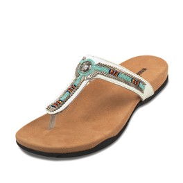Sandale mit Glasperlen, weiss, "Ventura"