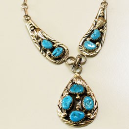 Navajo Silberschmuck: kleines Türkiscollier