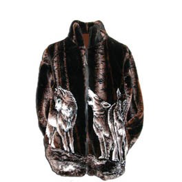 Faux Fur Jacke "Wolves in Forest" 