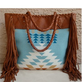 Fransen Tasche aus Stoff, Leder und Fell
