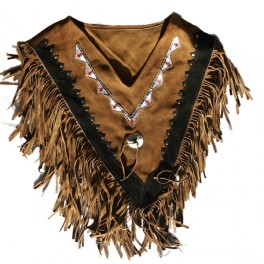 Wildledercollar mit Perlenarbeit