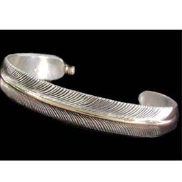 Armreif Gold Silber "Feder" Navajo