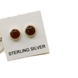 Kleine Stecker  in Silber-6 mm-dunkelrot