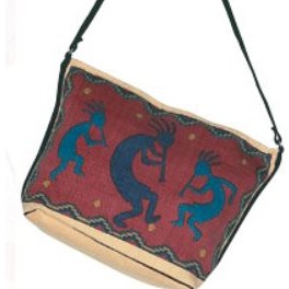 Tasche aus Baumwolle "3 Kokopelli" in rot