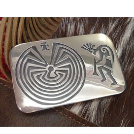 Gürtelschnalle Man in the Maze Labyrinth und Kokopelli