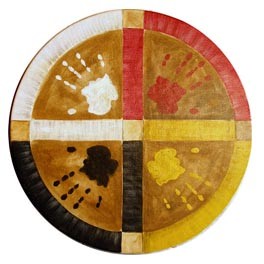 Bemalte Trommel "Medicine Wheel/Healing Hands"
