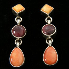 Navajo Ohrringe Granat, Spiney Oyster