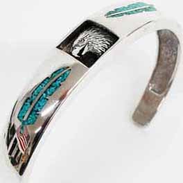 Armreif Adler mit Türkis Chip-Inlay