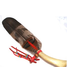 Cherokee Ritualfeder mit Geweih-Griff