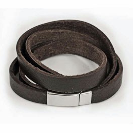 Leder-Armband aus 2 breiten Lederstreifen