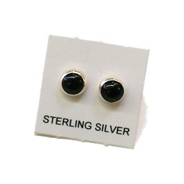 Kleine Stecker  in Silber-6 mm-schwarz