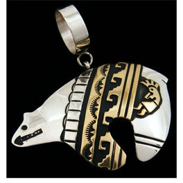 Anhänger Bär Gold Silber von Tommy Singer, Navajo
