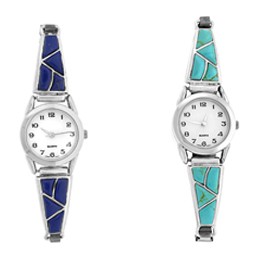 Schmuck Uhr Einlegearbeit - Türkis oder Lapis