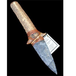 Steinmesser der Navajo mit Geweihgriff