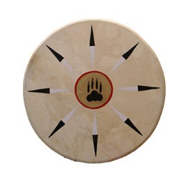 Bemalte Trommel aus Rehleder "Wolfpaw II"