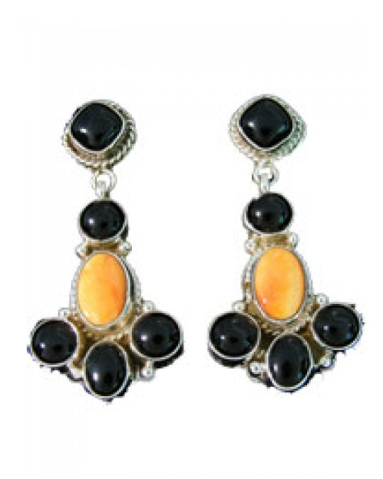 Navajo Ohrringe Onyx, Spiney Oyster