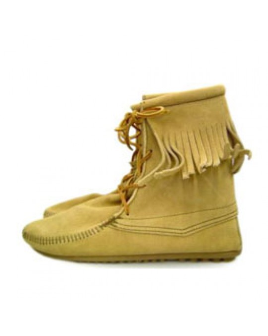 Hohe Fransenstiefelette "Tramper" natur/crème Gr. 35