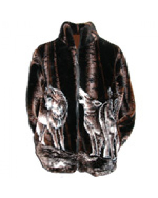 Faux Fur Jacke "Wolves in Forest" 
