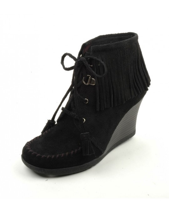 Wedges im Mokassin-Stil Fransen-Stiefelette  mit Absatz