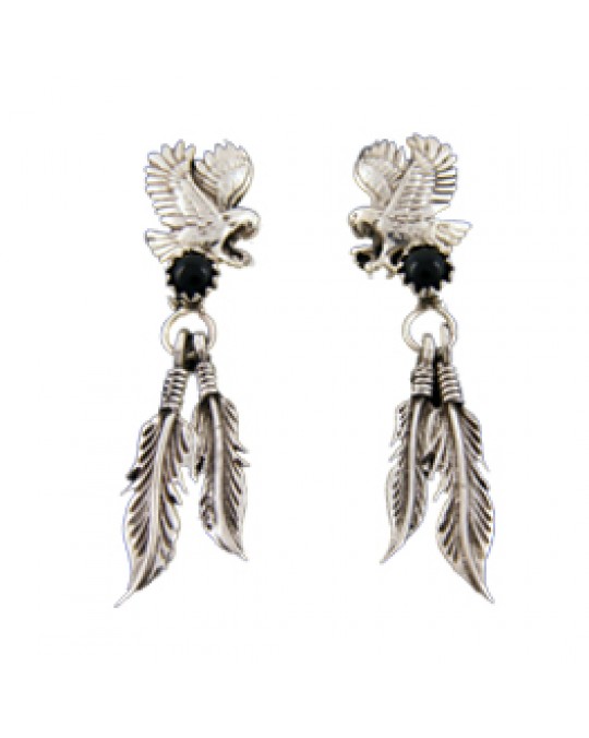 Ohrstecker Adler mit Onyx