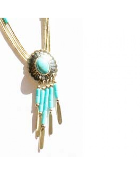 Liquidsilverkette "Concho +Dangles" -türkis