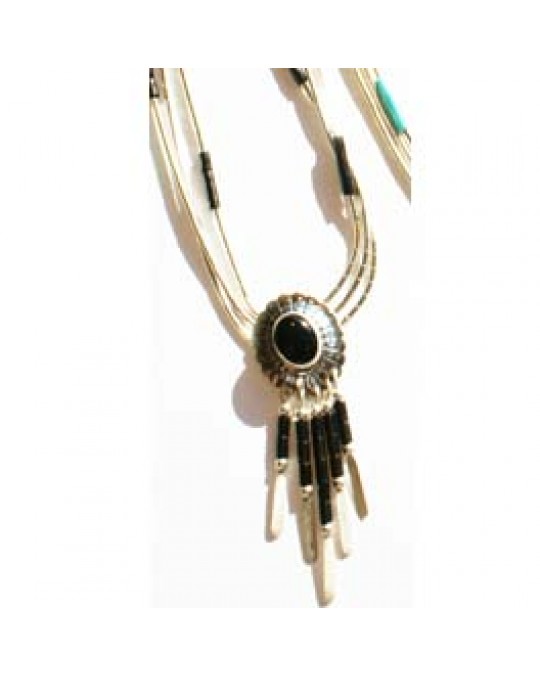 Liquidsilverkette "Concho +Dangles" -schwarz