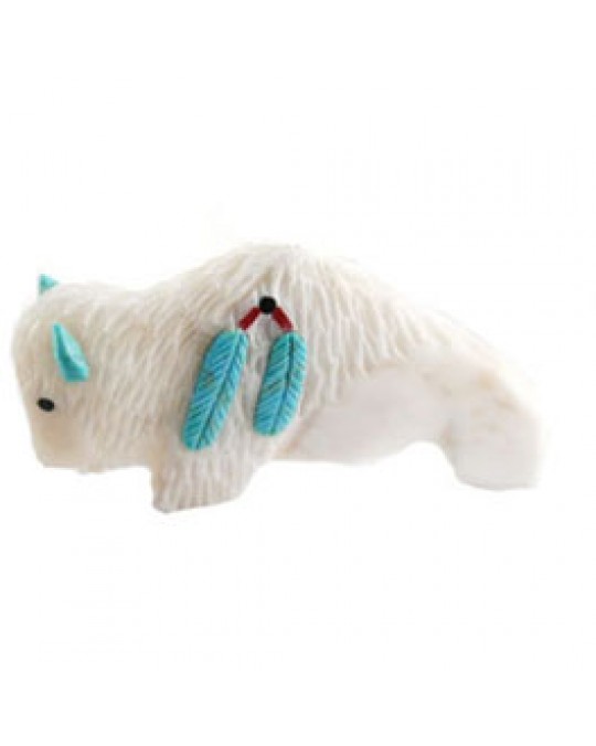 Zuni Krafttierschnitzerei Bison aus Alabaster
