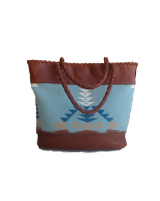 Edle Tasche aus Stoff, Leder und Fell