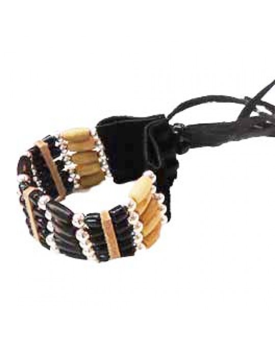 Armband aus Knochen/Horn und Rehleder