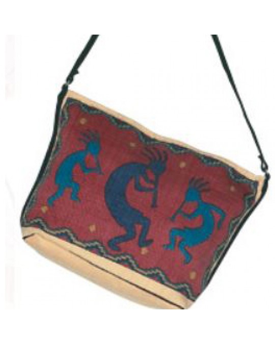 Tasche aus Baumwolle "3 Kokopelli" in rot