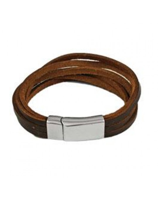 Leder-Armband aus 6 Lederstreifen, dunkelbraun
