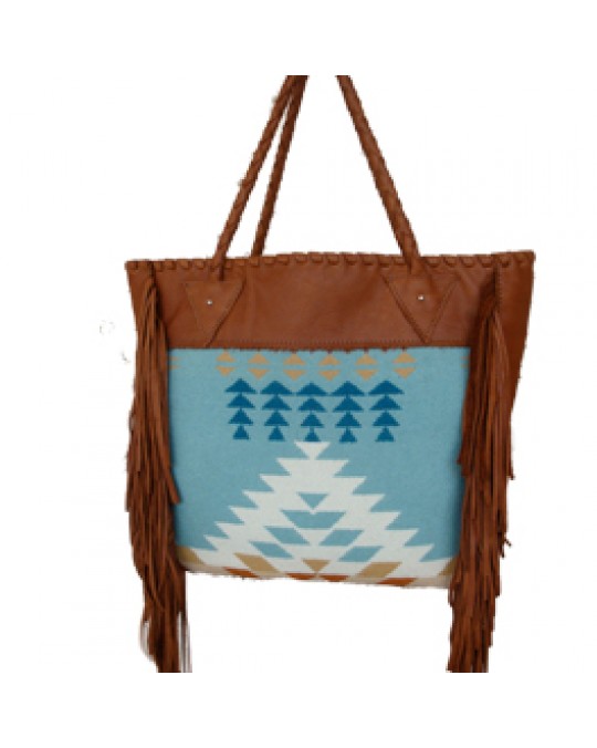 Fransen Tasche aus Stoff, Leder und Fell