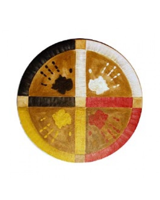Bemalte Trommel "Medicine Wheel/Healing Hands"