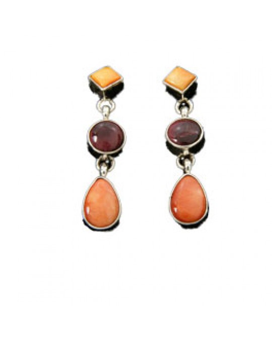Navajo Ohrringe Granat, Spiney Oyster