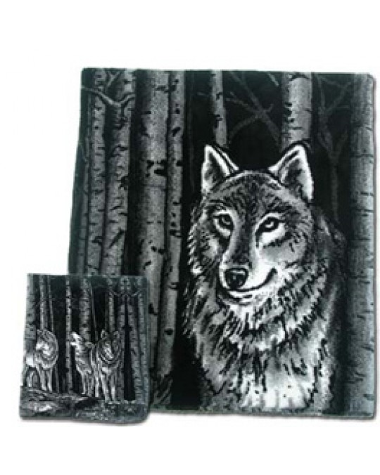 Kuschelige Fleece-Decke "Wolf im Wald"
